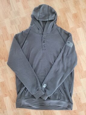 Men's Gray Hooded Henley Sweatshirt